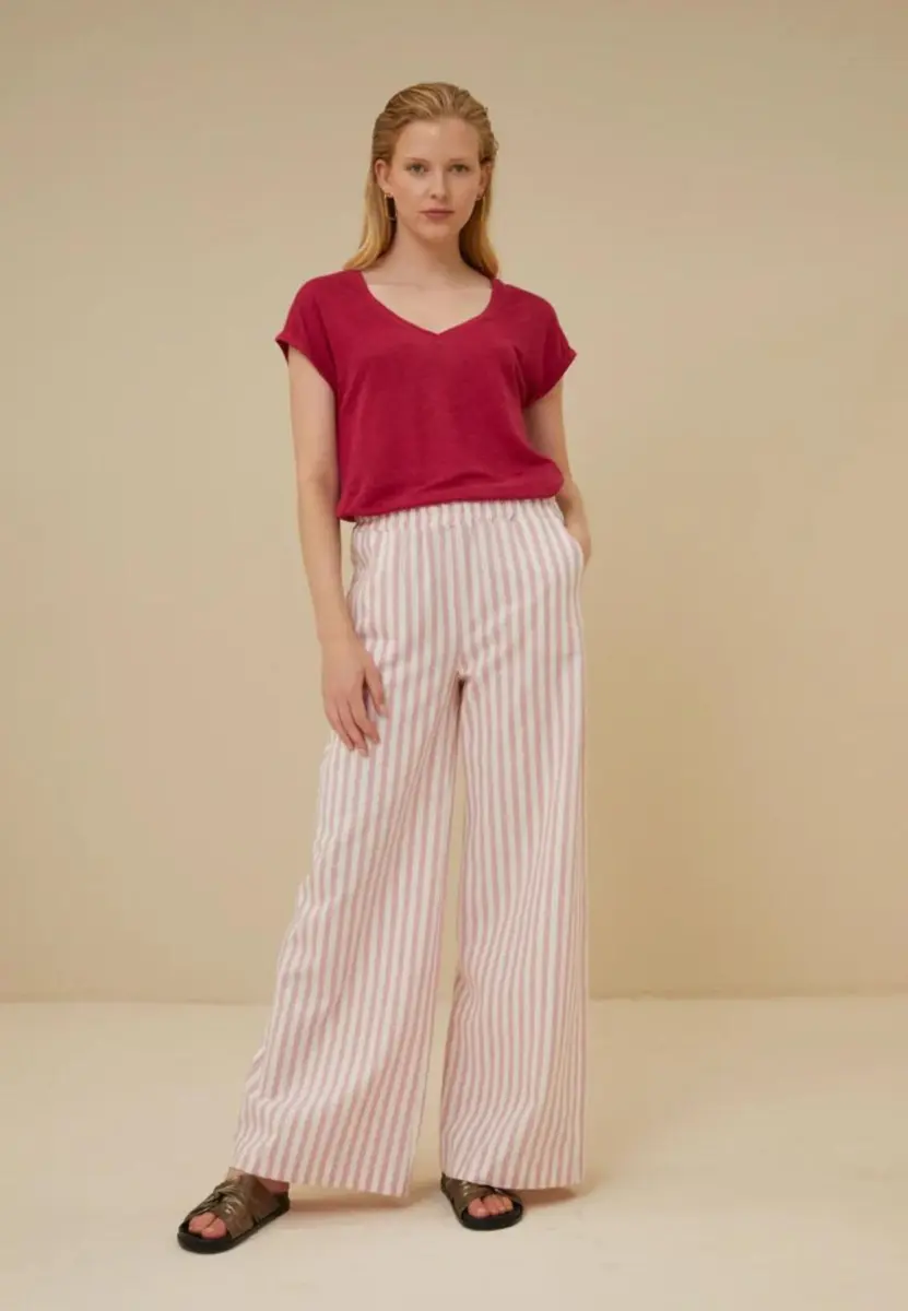 By-Bar | Momi linen top 237 - cerise