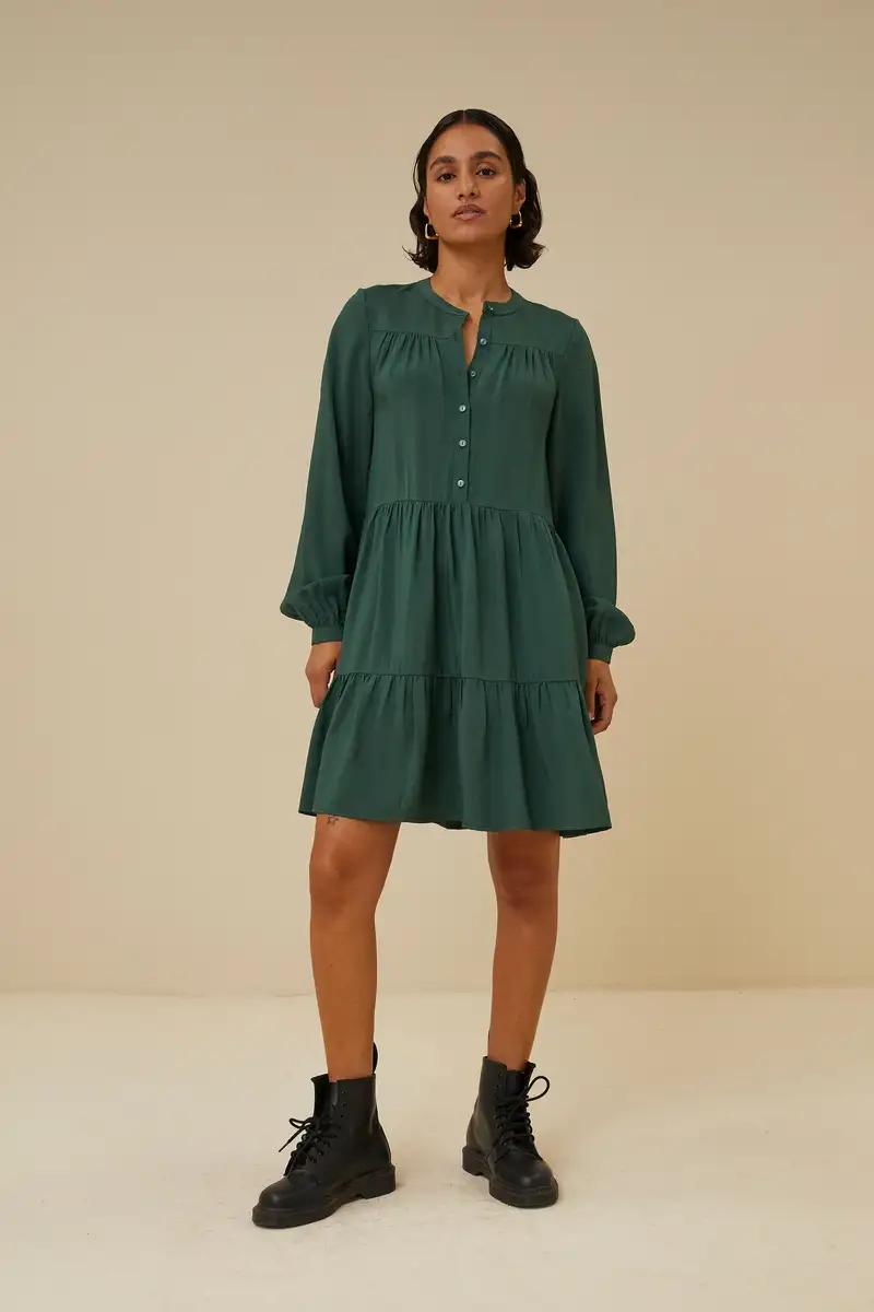 By Bar | nono satin stripe dress pine forest