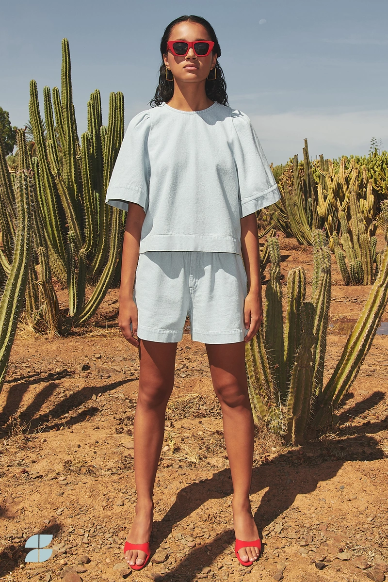 By Bar | Olivia bleached denim blouse
