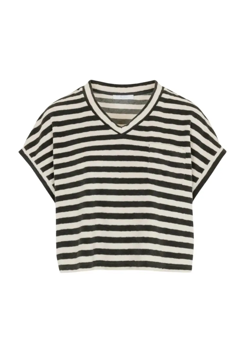 By-Bar | Tammie slub stripe top 861 - jet black