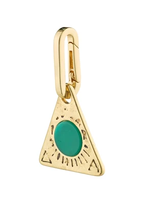 Charm recycled triangle pendant green/gold-plated
