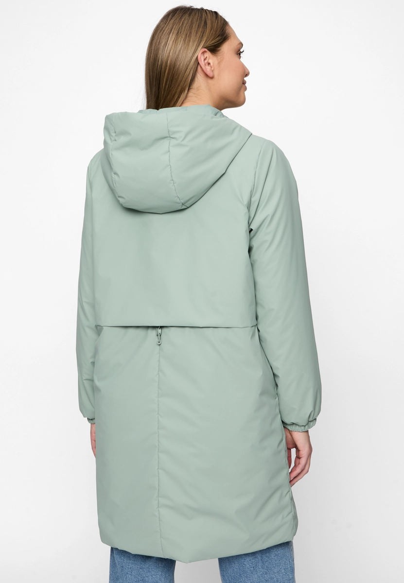Covered | Ladies pu jacket - knitted l613fc pearl