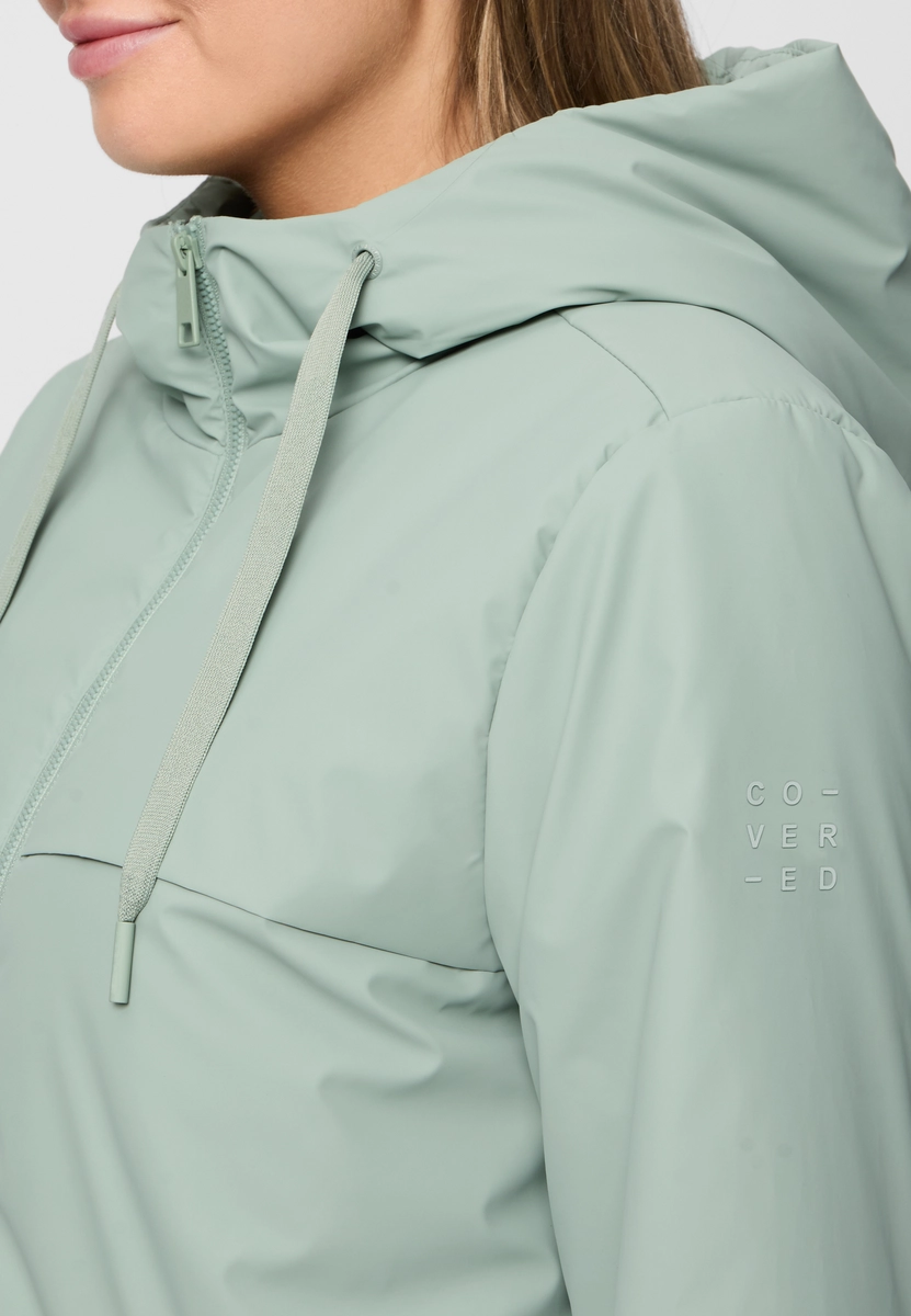 Covered | Ladies pu jacket - knitted l613fc pearl