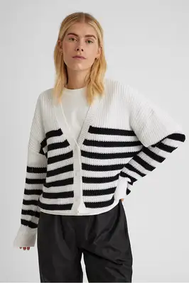 Freequent | FQIBEN-CARDIGAN Brilliant White w. Black