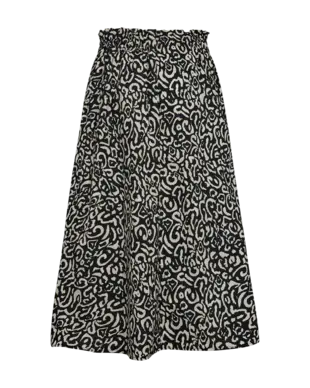 Freequent | Fqmalay-skirt black w. star off-white
