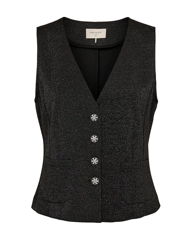 Freequent | Fqnannilux-waistcoat black w. silver