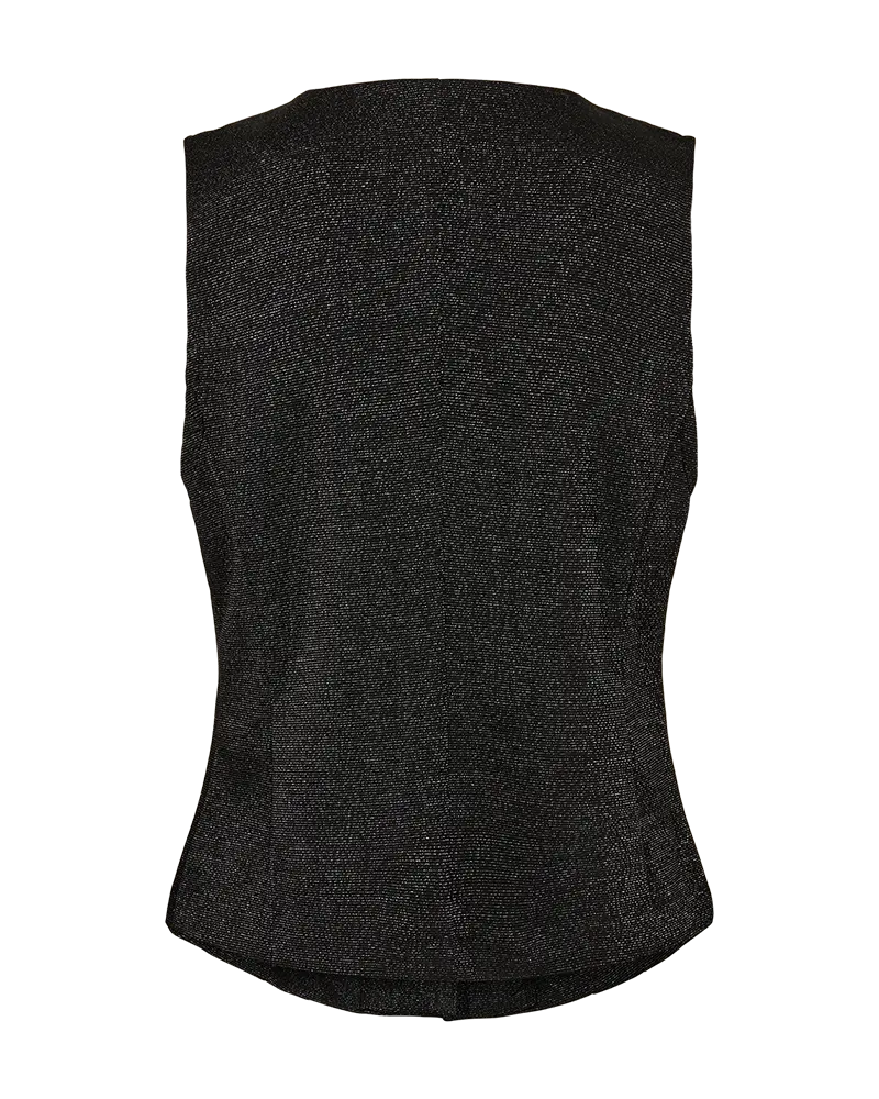 Freequent | Fqnannilux-waistcoat black w. silver