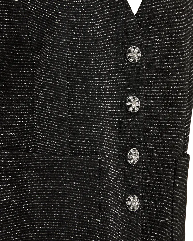 Freequent | Fqnannilux-waistcoat black w. silver