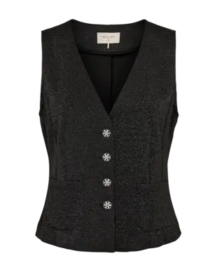 Freequent | Fqnannilux-waistcoat black w. silver