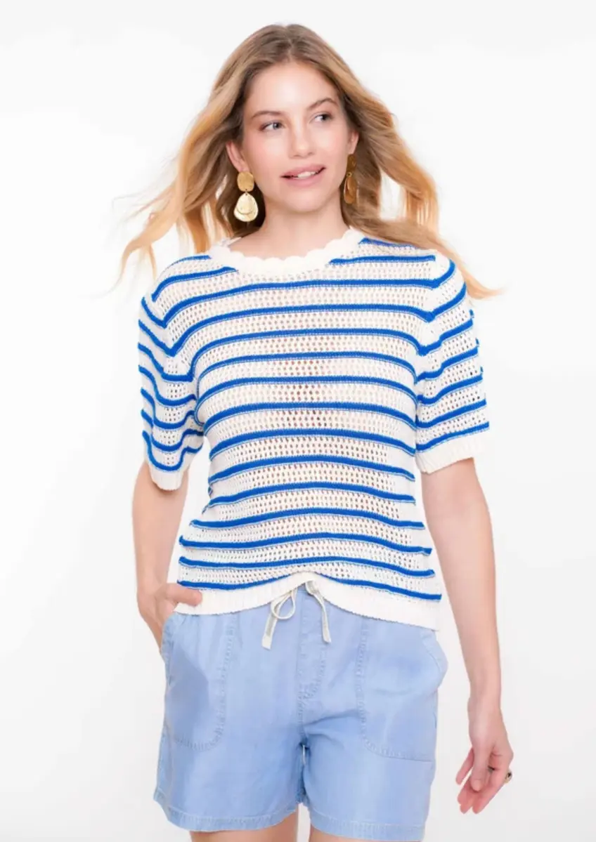 Geisha | Pullover stripes ajour sh/sl