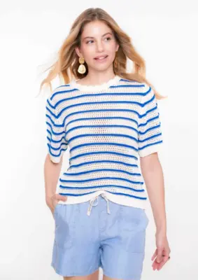 Geisha | Pullover stripes ajour sh/sl