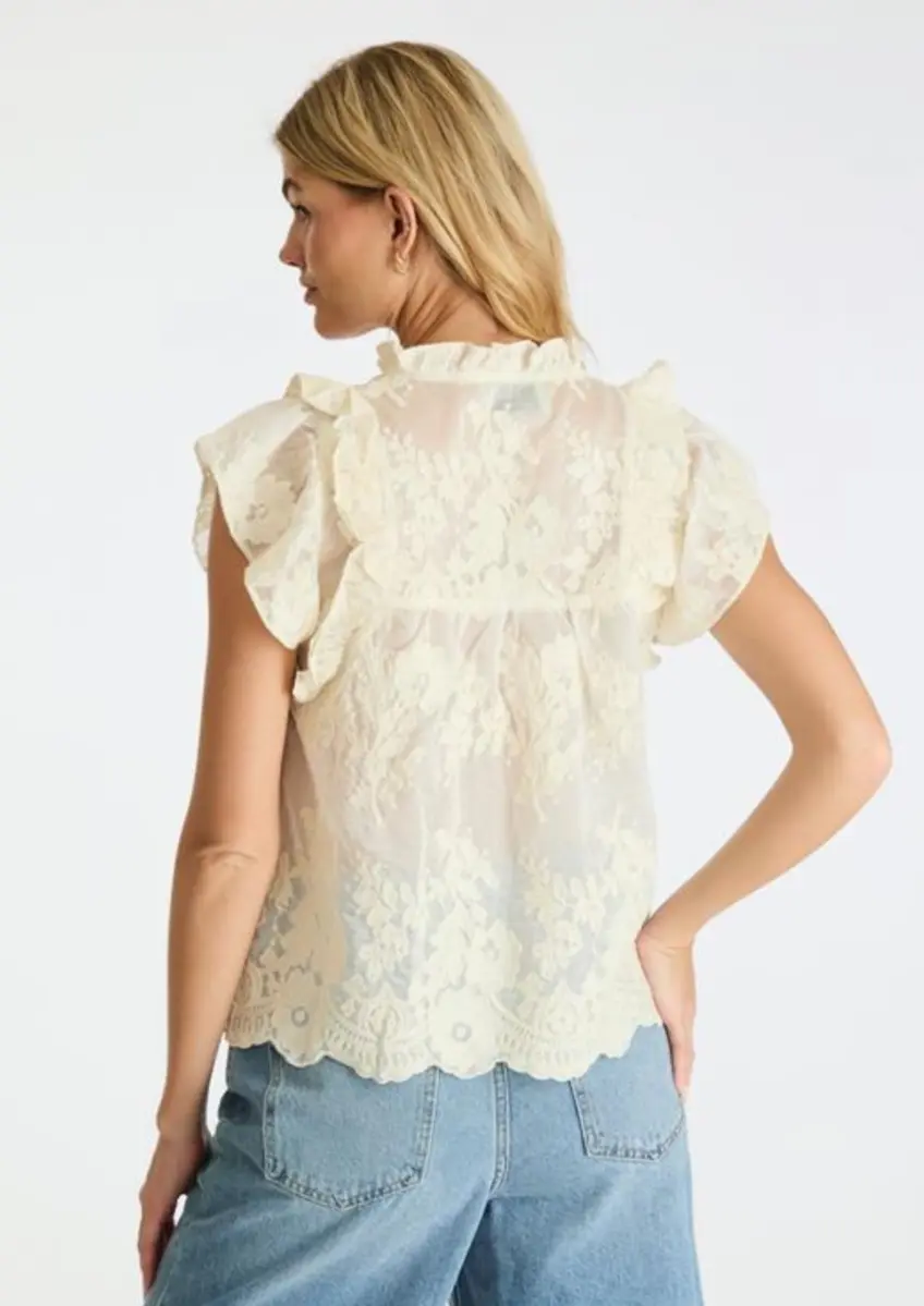 Neo Noir | Jayla big embroidery top off white