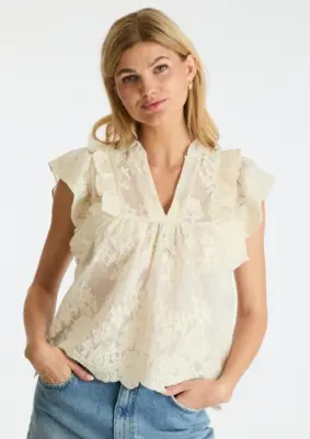 Neo Noir | Jayla big embroidery top off white