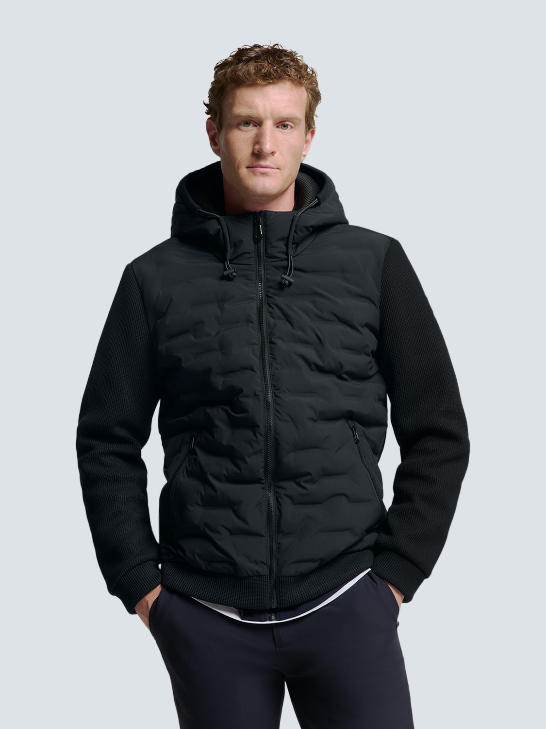 No Excess | Jacket short fit sealed hooded knitted mix