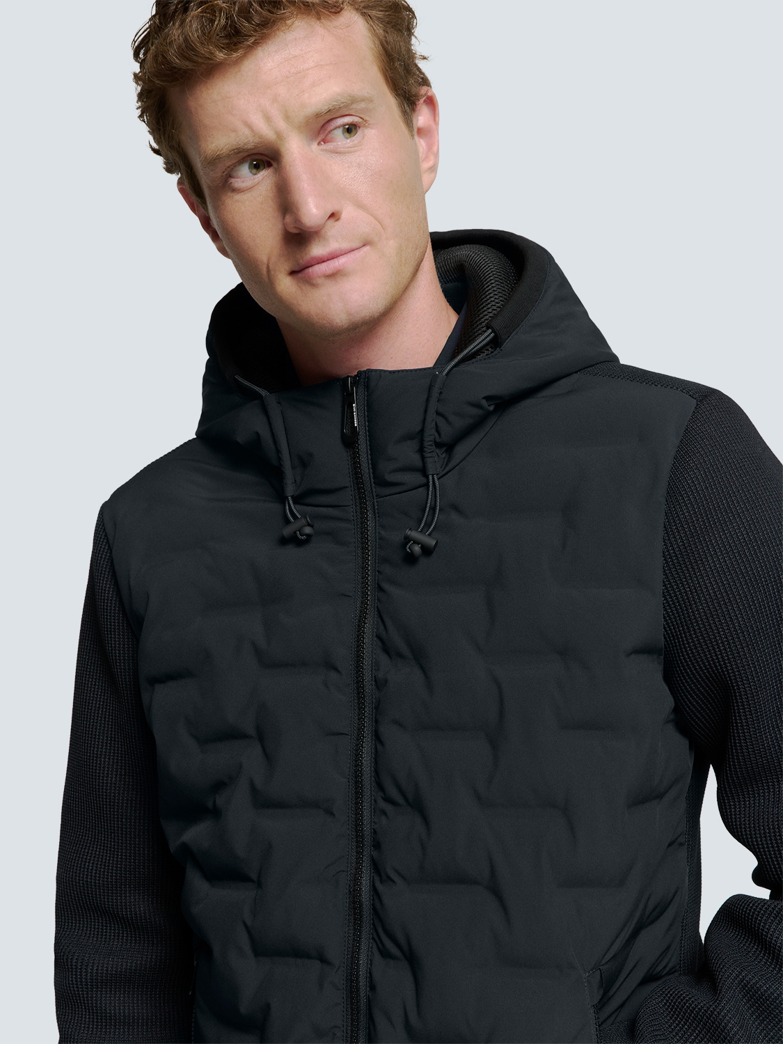 No Excess | Jacket short fit sealed hooded knitted mix