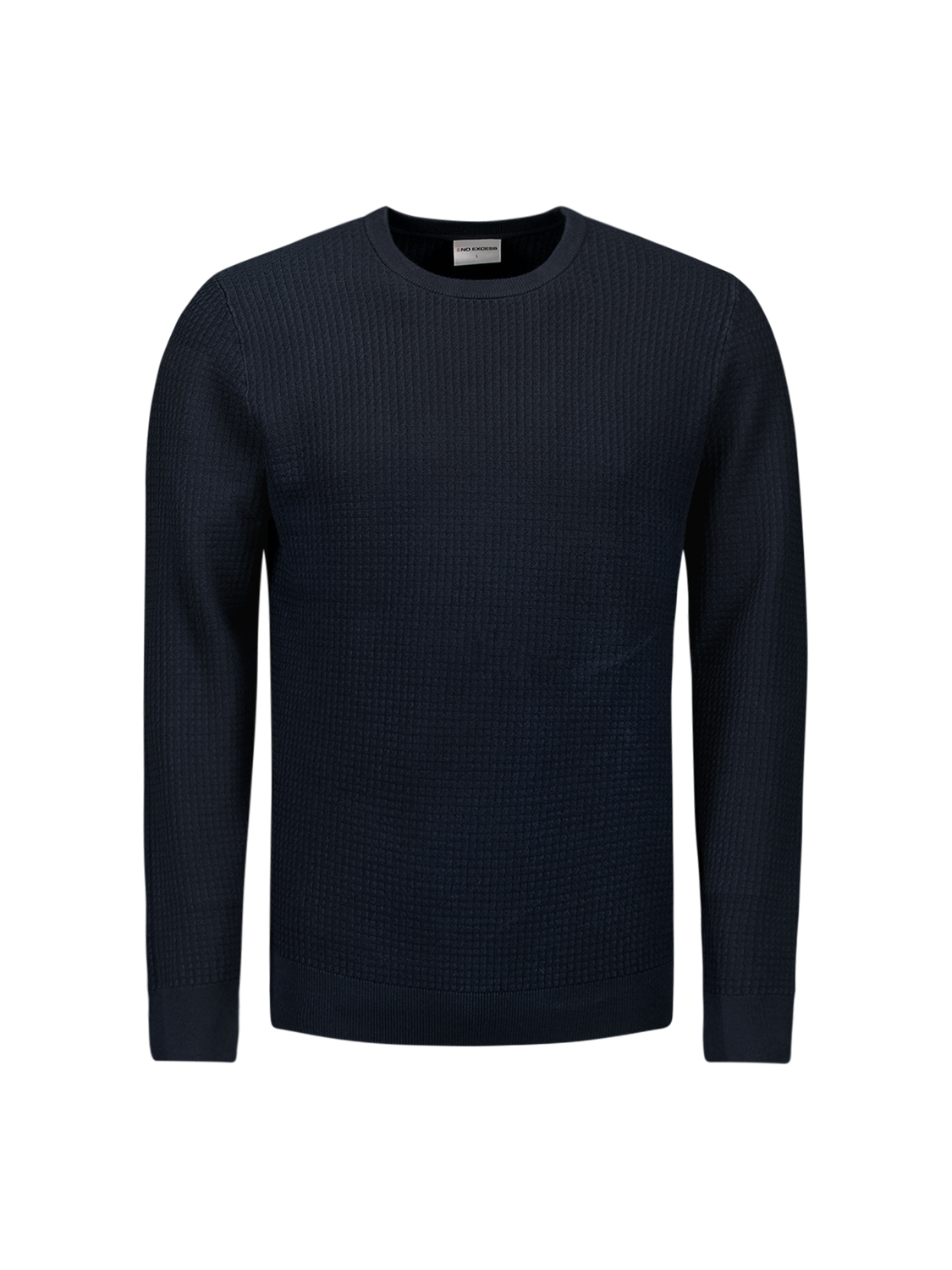 No Excess | Pullover crewneck 2 coloured waffle jacquard