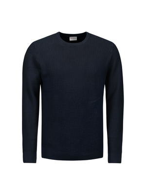 No Excess | Pullover crewneck 2 coloured waffle jacquard