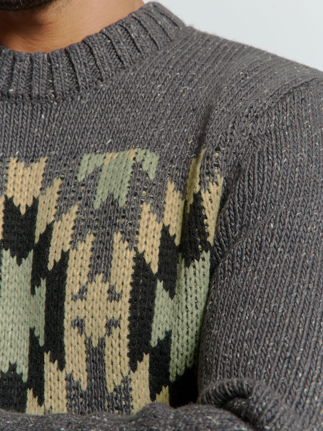 No Excess | Pullover crewneck jacquard pattern with silk