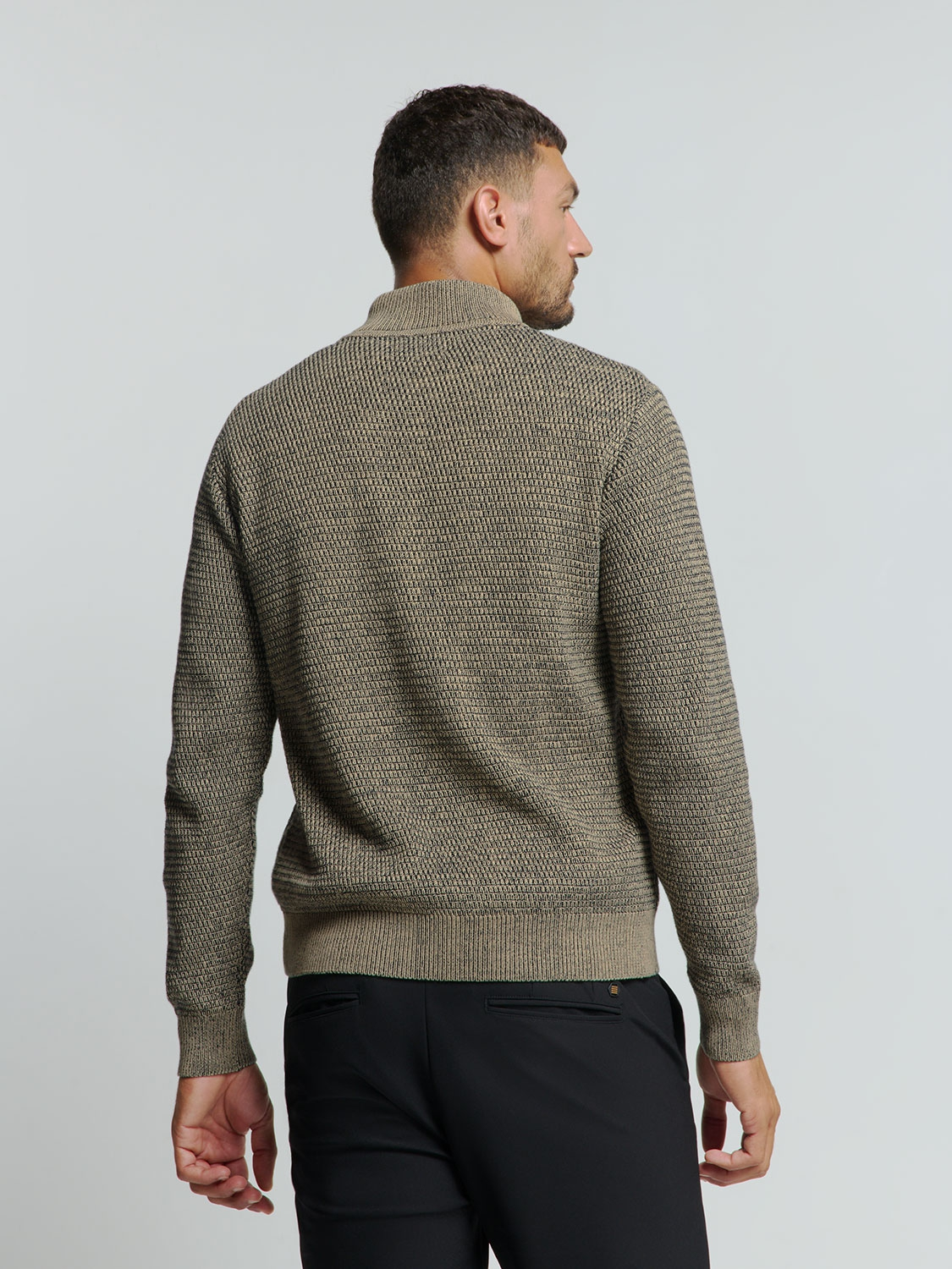 No Excess | Pullover half zipper 2 coloured melange