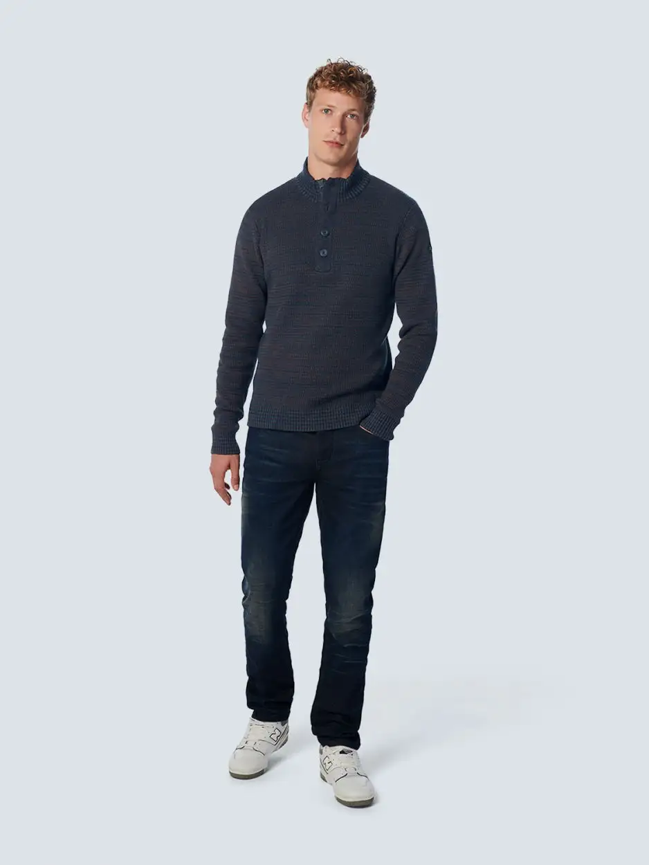 No Excess | Pullover Half Zipper + Button Multi Ocean