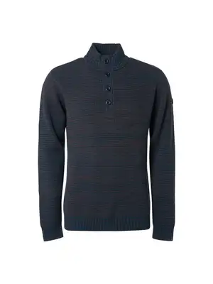 No Excess | Pullover Half Zipper + Button Multi Ocean