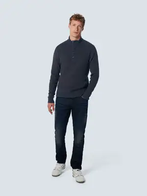 No Excess | Pullover Half Zipper + Button Multi Ocean
