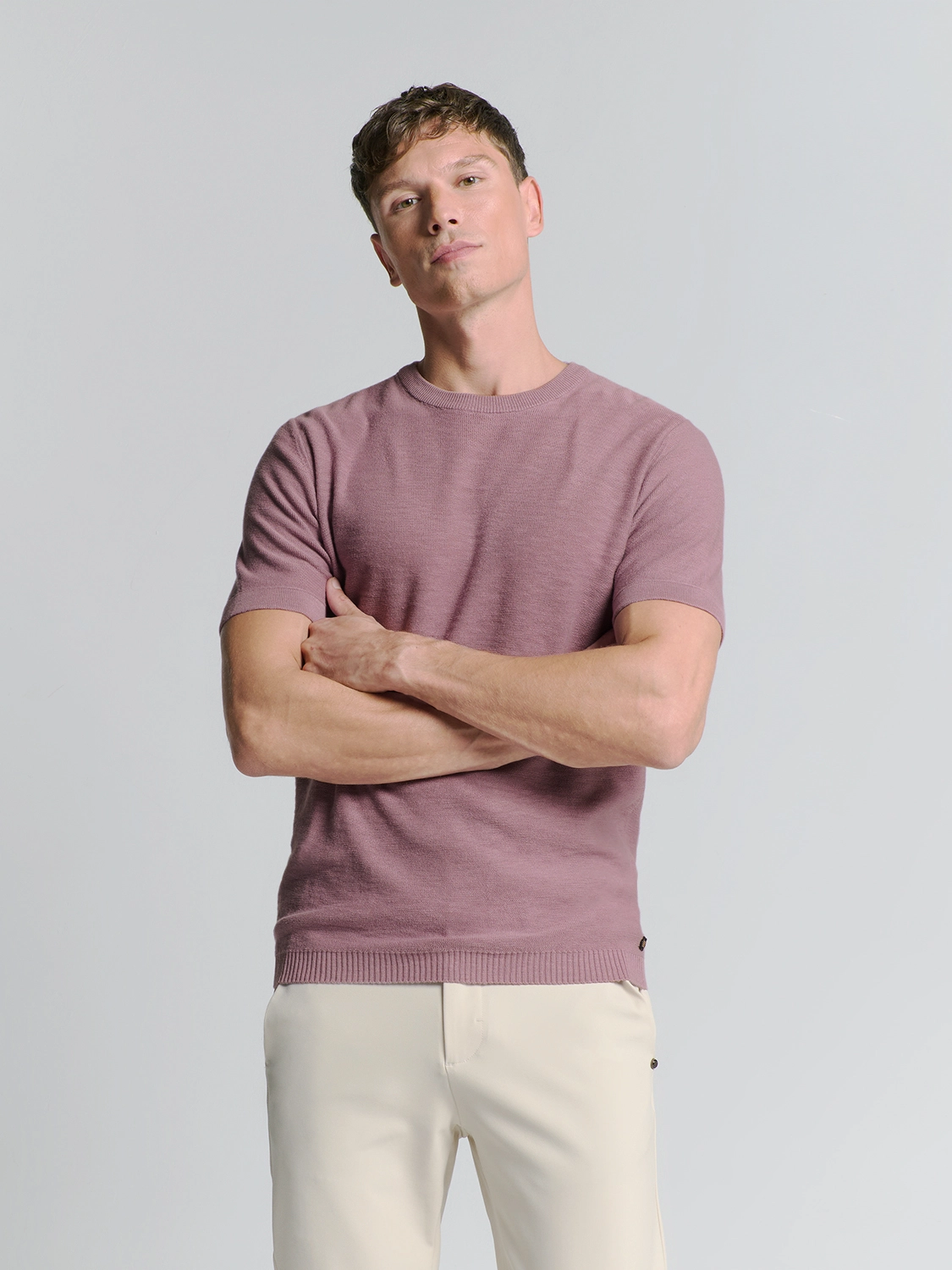 No Excess | Pullover short sleeve crewneck solid slub knit