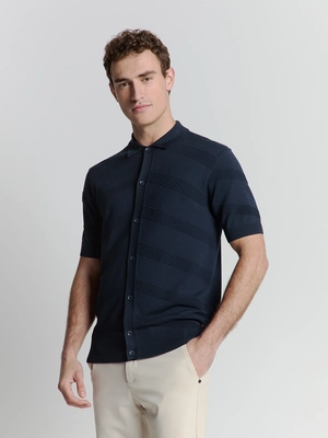 No Excess | Pullover short sleeve full button polo relief knit
