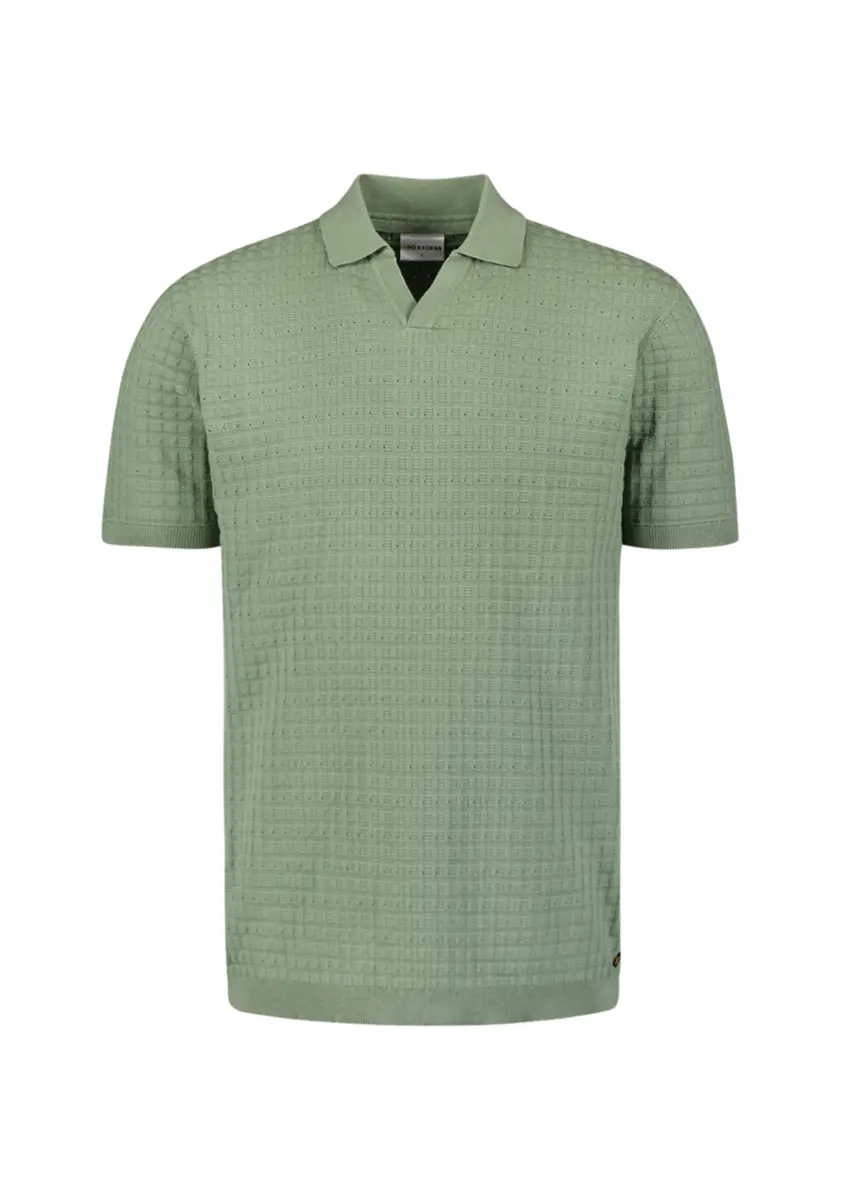 No Excess | Pullover short sleeve polo v solid jacquard