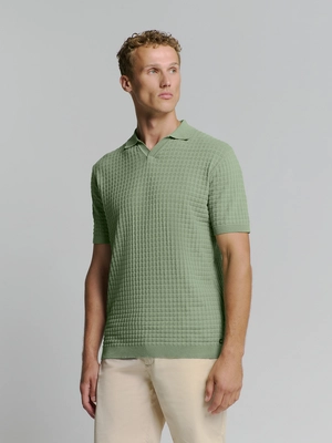 No Excess | Pullover short sleeve polo v solid jacquard