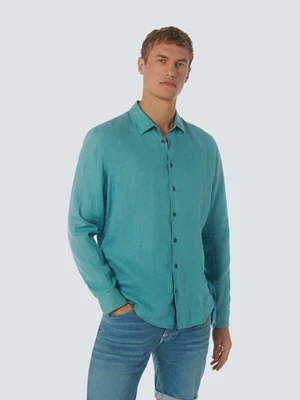 No Excess | Shirt linen solid pacific