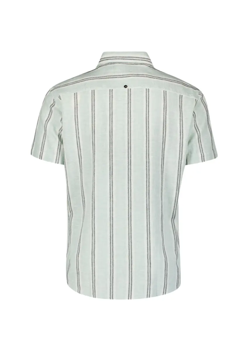 No Excess | Shirt short sleeve dobby vertical stripe with linen