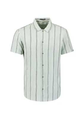 No Excess | Shirt short sleeve dobby vertical stripe with linen