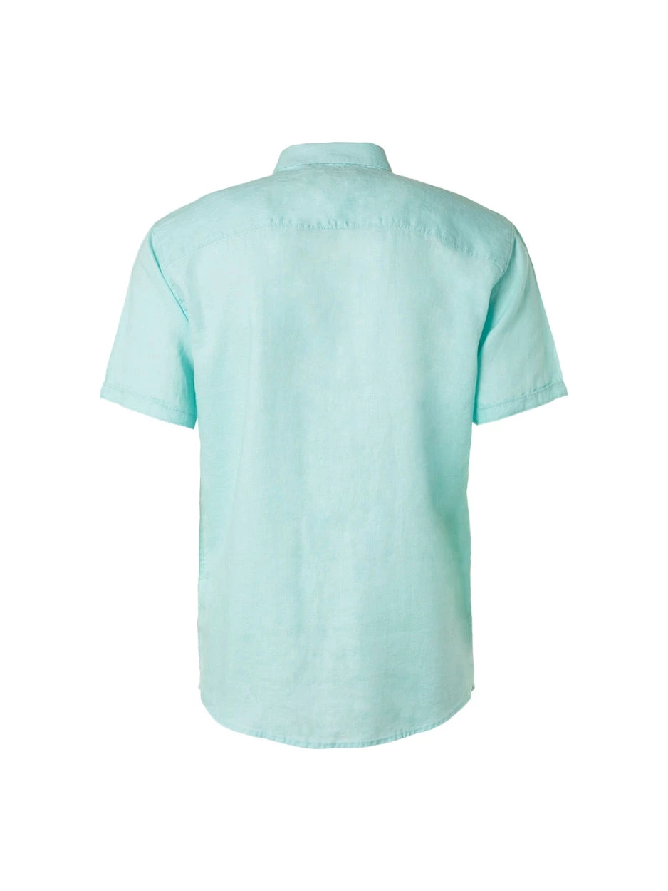 No Excess | Shirt Short Sleeve Linen Solid Light Aqua