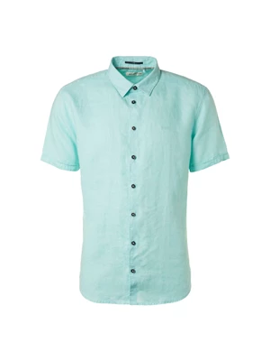 No Excess | Shirt Short Sleeve Linen Solid Light Aqua