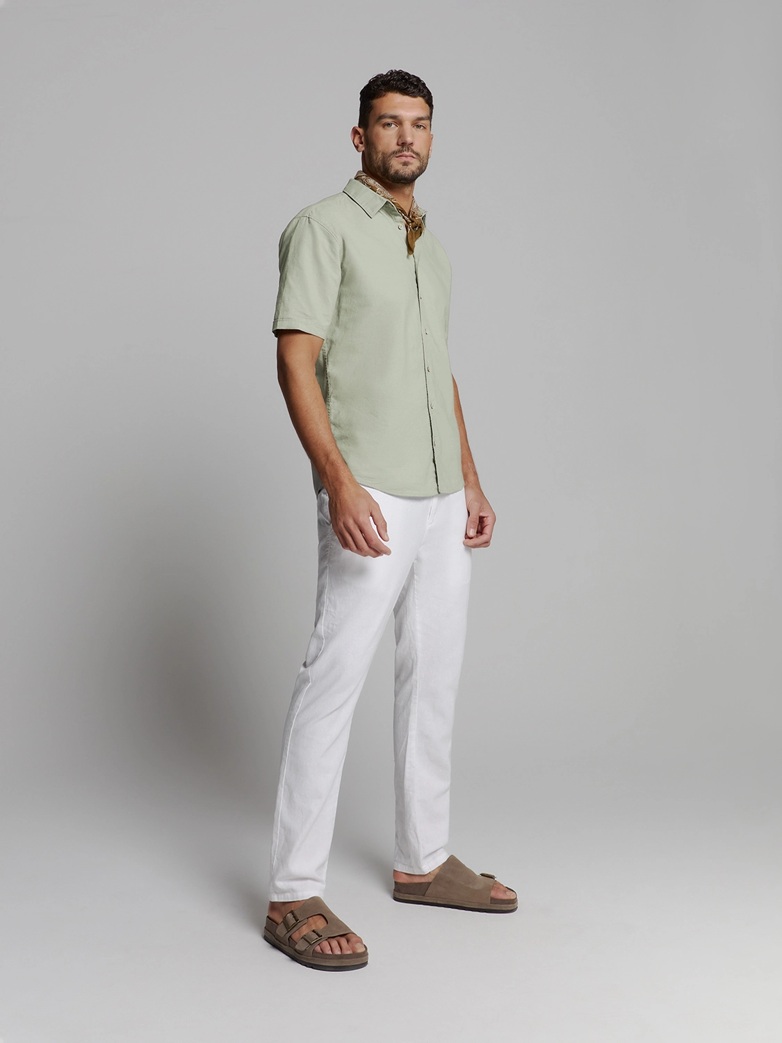 No Excess | Shirt short sleeve solid with linen