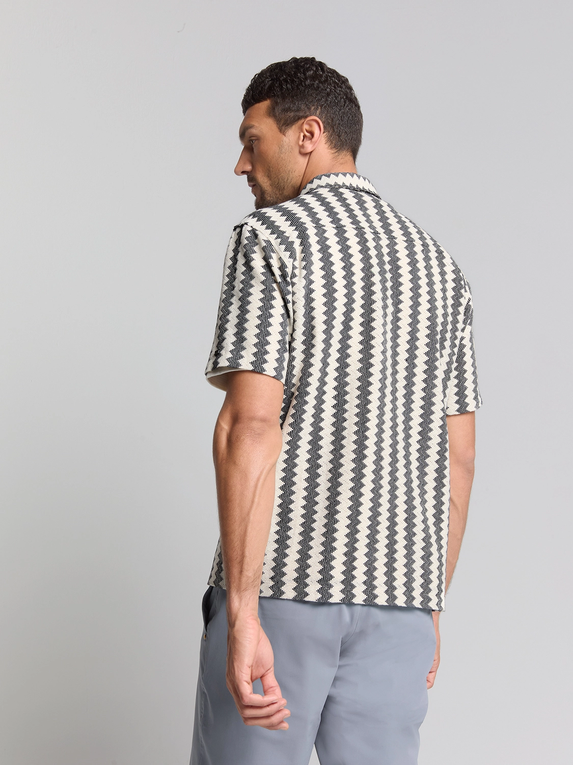 No Excess | Shirt short sleeve zig zag jacquard