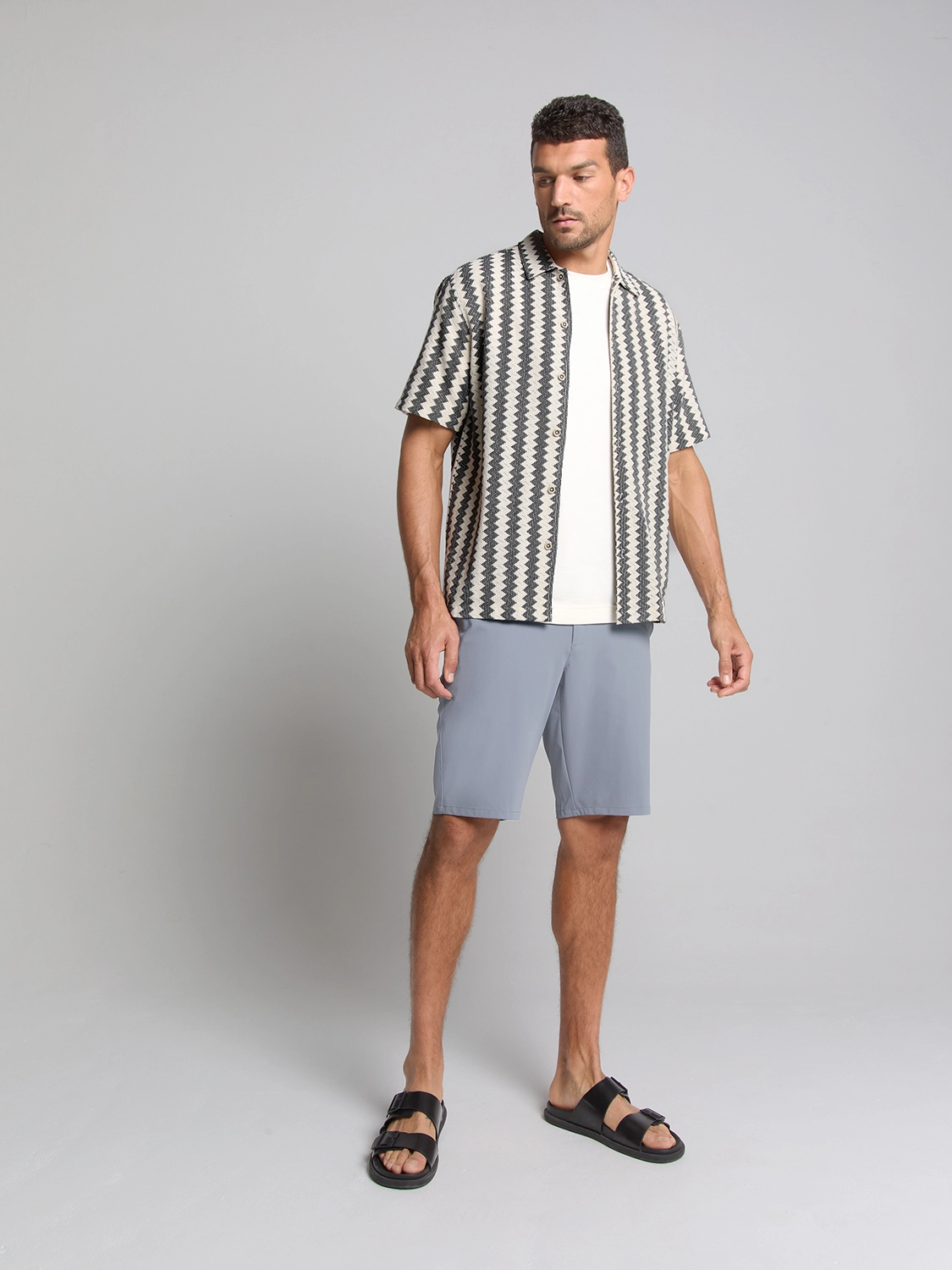 No Excess | Shirt short sleeve zig zag jacquard
