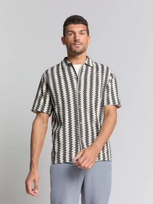 No Excess | Shirt short sleeve zig zag jacquard