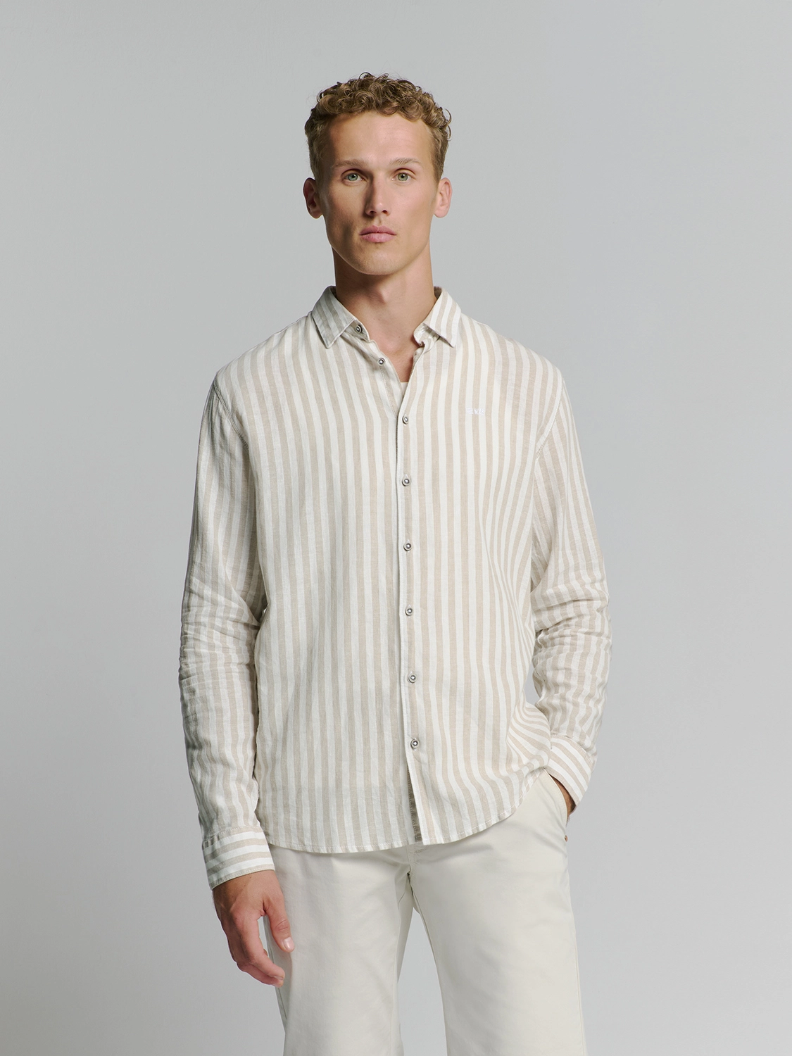 No Excess | Shirt verical big stripes with linen
