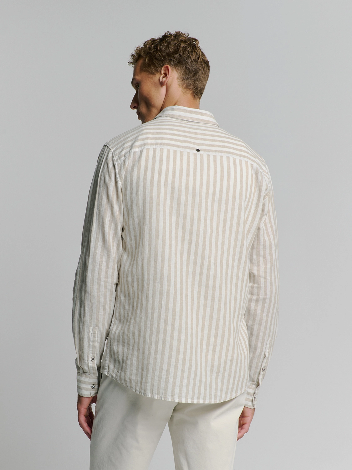 No Excess | Shirt verical big stripes with linen
