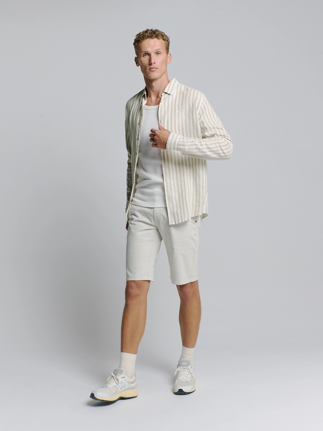 No Excess | Shirt verical big stripes with linen