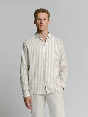 No Excess | Shirt verical big stripes with linen