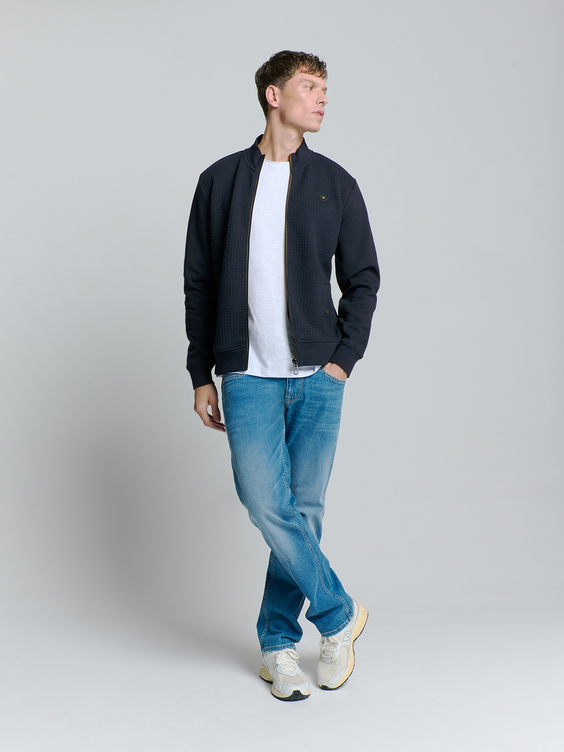 No Excess | Sweater full zipper double layer jacquard stretch