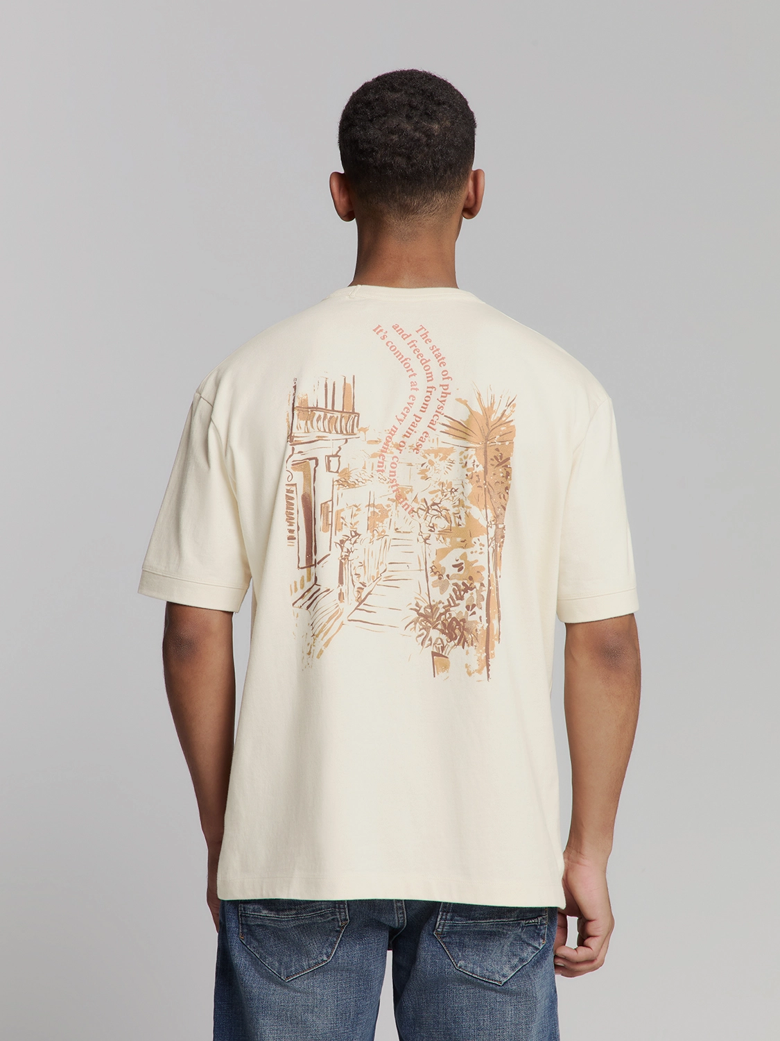 No Excess | T-shirt crewneck melange placed print
