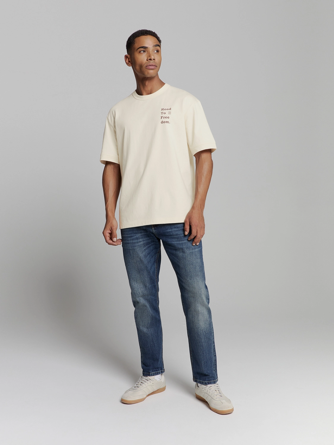 No Excess | T-shirt crewneck melange placed print