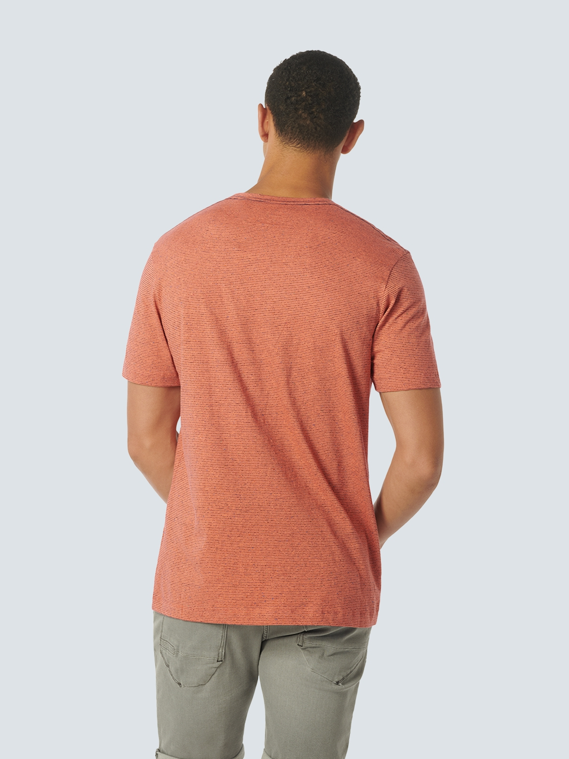 No Excess | T-Shirt Crewneck Melange Stripes Melon