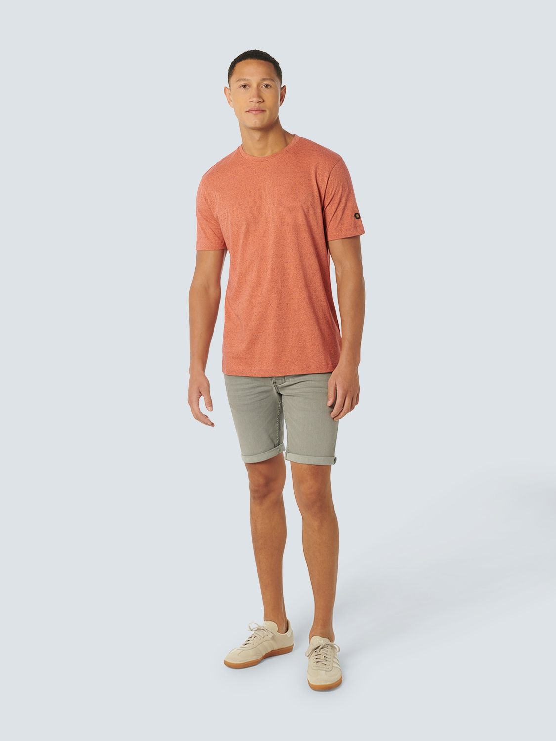 No Excess | T-Shirt Crewneck Melange Stripes Melon