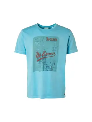 No Excess | T-Shirt Crewneck Print Garment Dyed Light Aqua