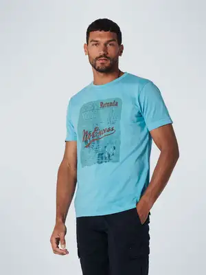 No Excess | T-Shirt Crewneck Print Garment Dyed Light Aqua